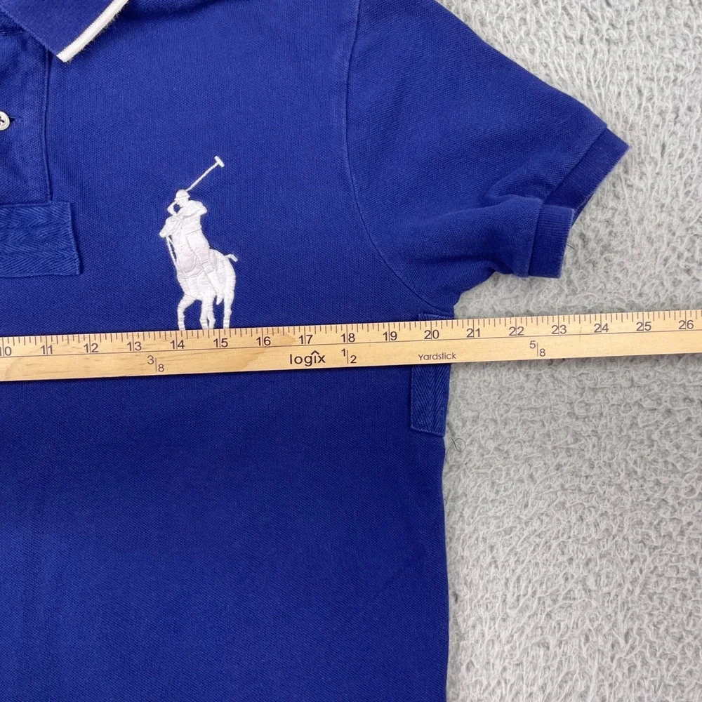 Polo Ralph Lauren Polo Shirt Mens Medium Blue Big Pony Custom Fit Short Sleeve